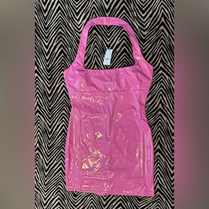 Pink Faux Pink Leather Dress for Bachelorette Party, Dance or Costume Party.